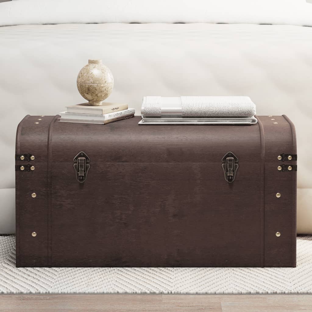 Coffre À Trésors Avec Loquets Marron Foncé Contreplaqué