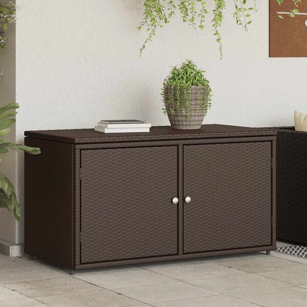 Armoire de rangement jardin marron 110x55x60,5cm résine tressée