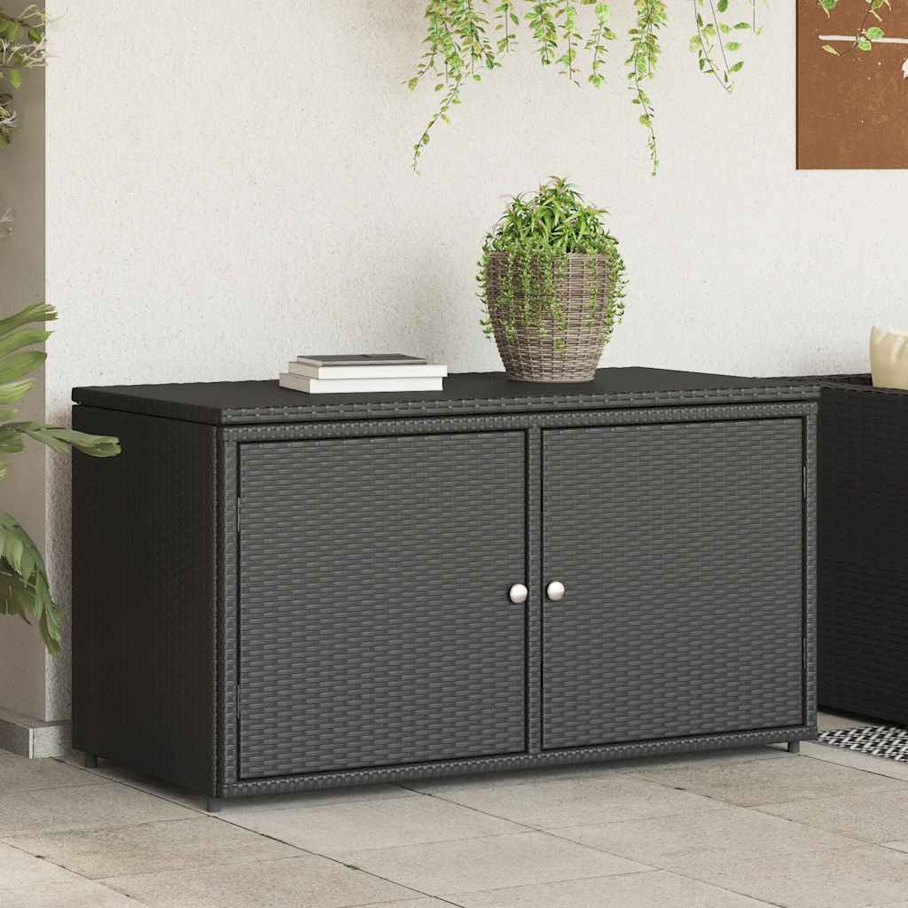 Armoire de rangement jardin noir 110x55x60,5 cm résine tressée