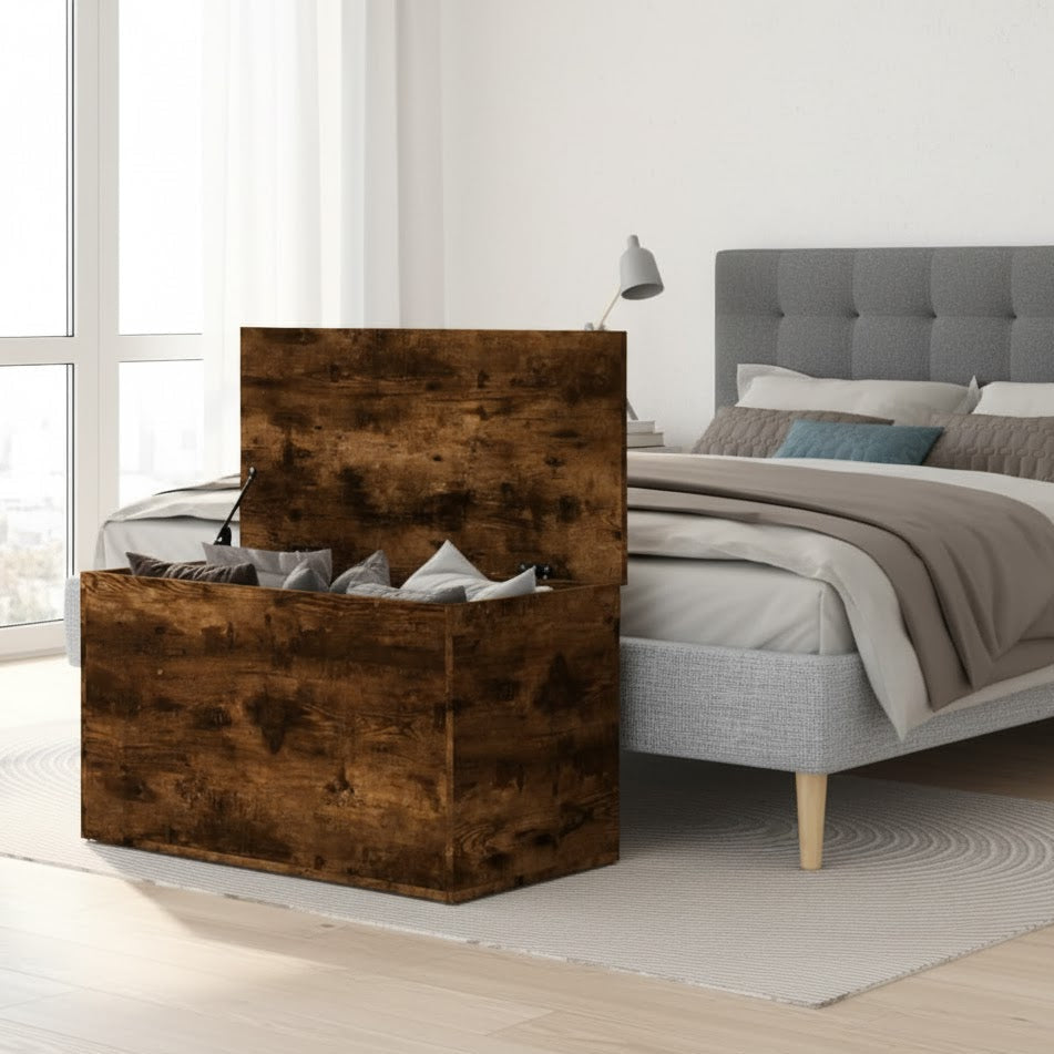 Coffre de rangement moderne en bois d'ingénierie | Malle de rangement intérieure