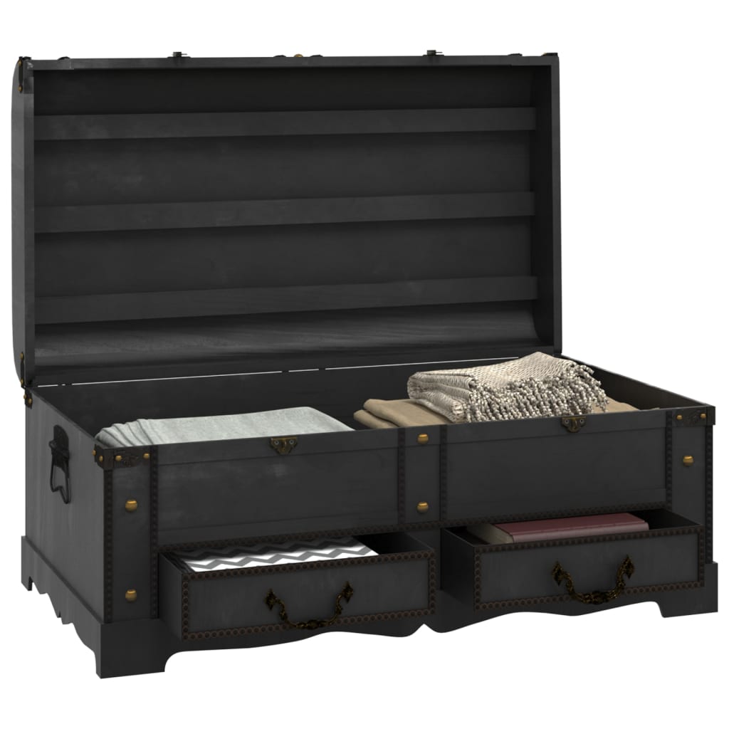Coffre De Rangement En Bois Large Noir