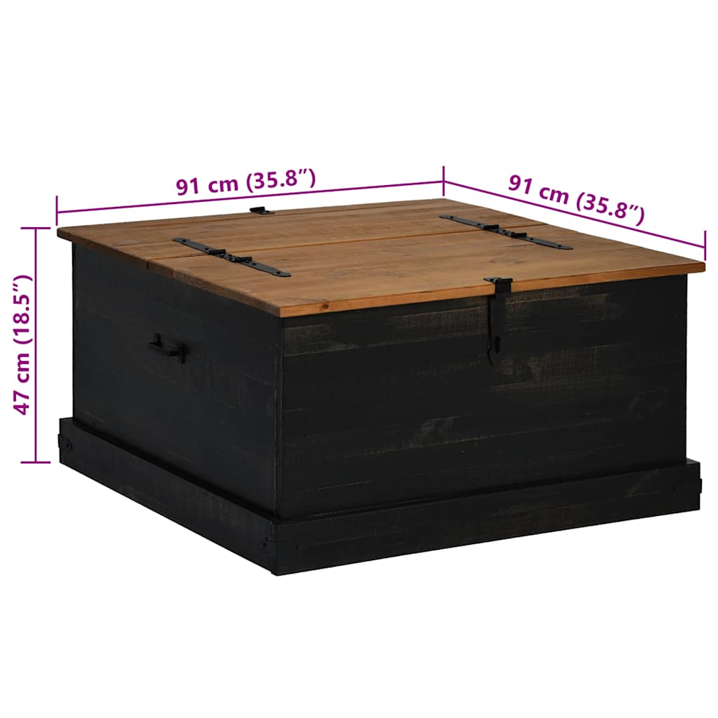 Coffre De Rangement Halden 91X91X47 Cm Bois Massif Pin