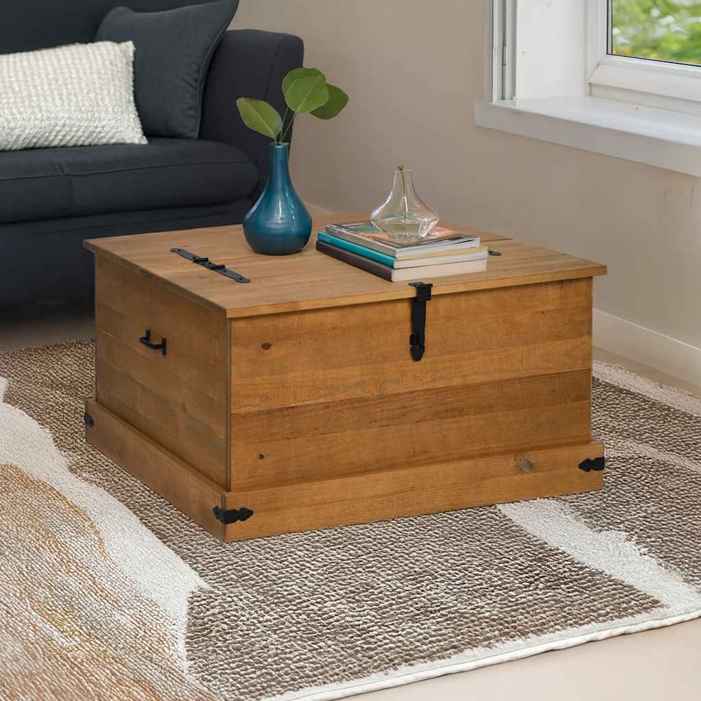 Coffre De Rangement Halden 91X91X47 Cm Bois Massif Pin