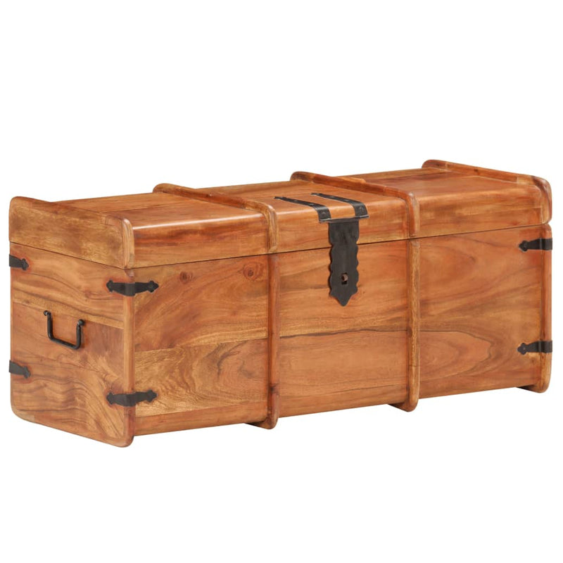 Coffre de rangement en bois d'acacia massif | Meuble de stockage extérieur et intérieur