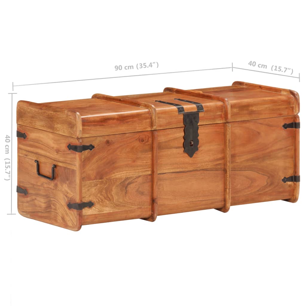 Coffre de rangement en bois d'acacia massif | Meuble de stockage extérieur et intérieur