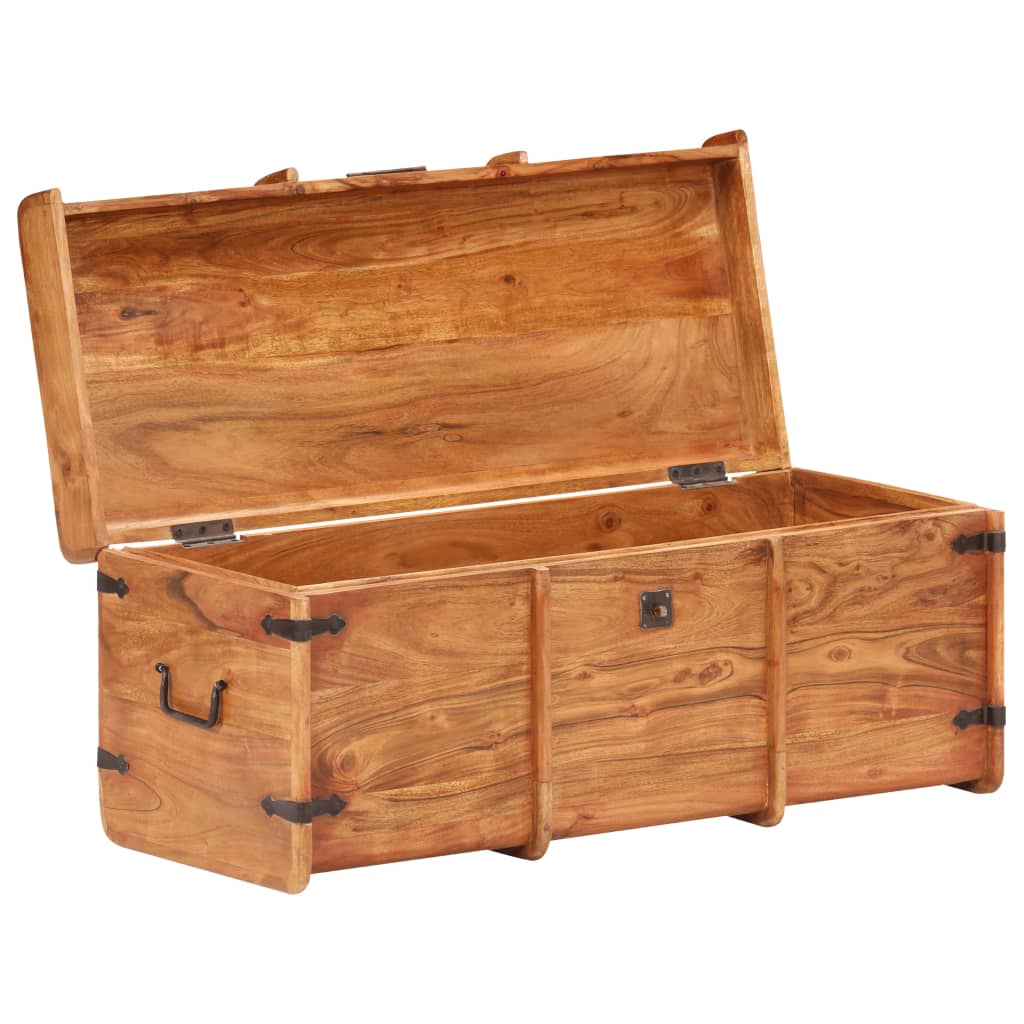 Coffre de rangement en bois d'acacia massif | Meuble de stockage extérieur et intérieur