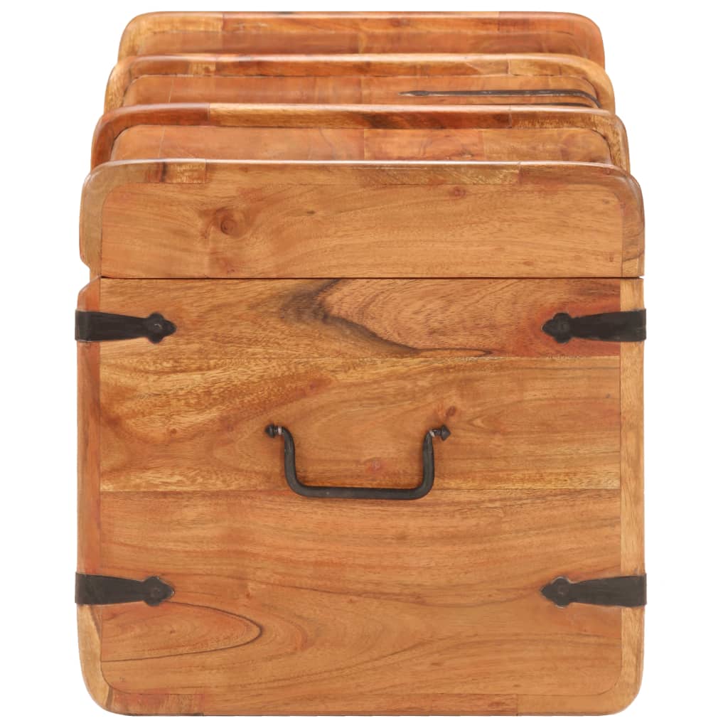 Coffre de rangement en bois d'acacia massif | Meuble de stockage extérieur et intérieur