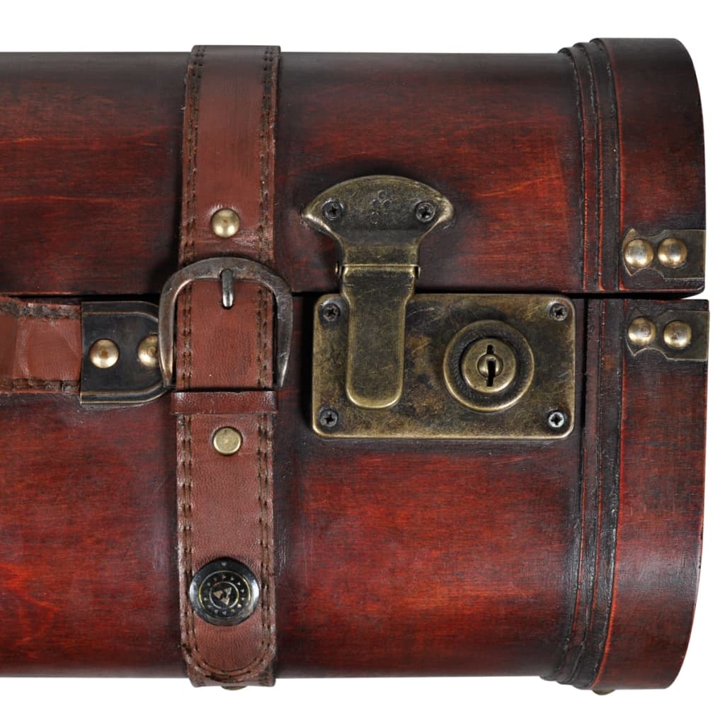 Coffre de rangement vintage Bois Marron 2 pcs | Malle de style rétro avec détails en métal
