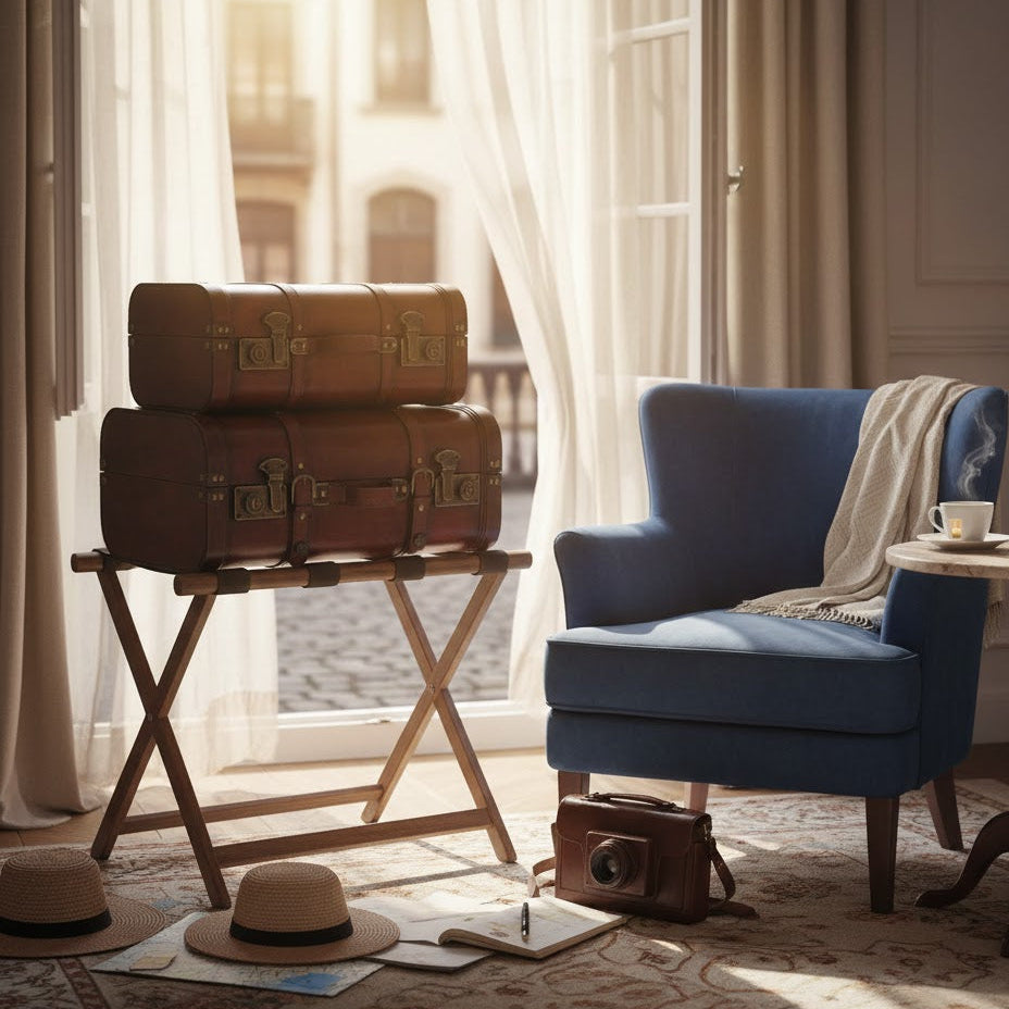 Coffre de rangement vintage Bois Marron 2 pcs | Malle de style rétro avec détails en métal