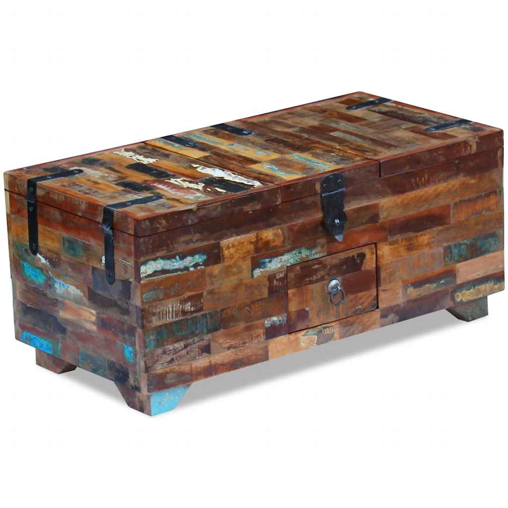 Table basse coffre en bois de récupération | Meuble de salon avec rangement intégré