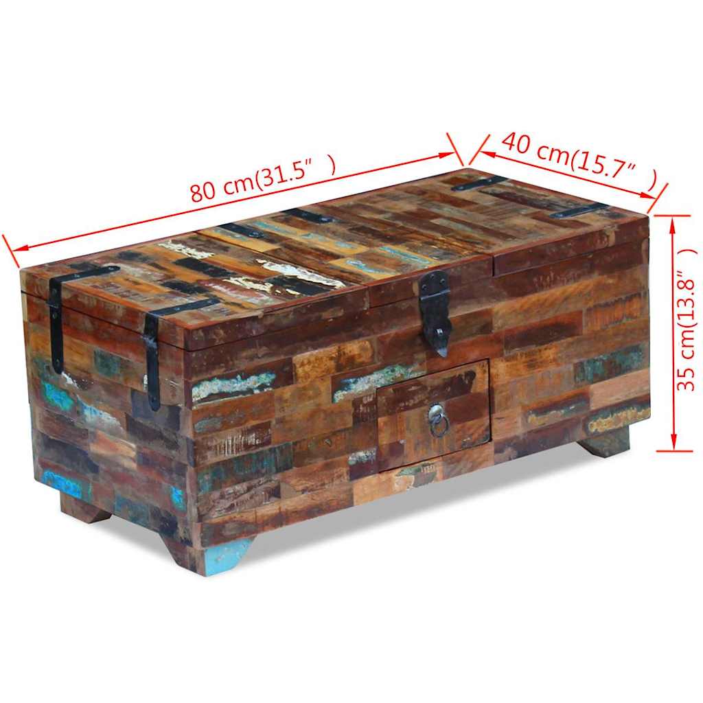 Table basse coffre en bois de récupération | Meuble de salon avec rangement intégré