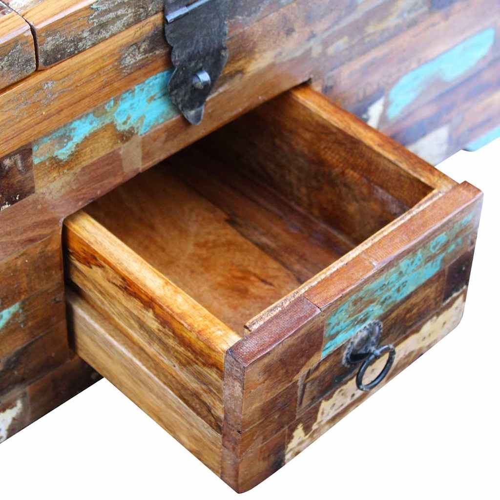 Table basse coffre en bois de récupération | Meuble de salon avec rangement intégré