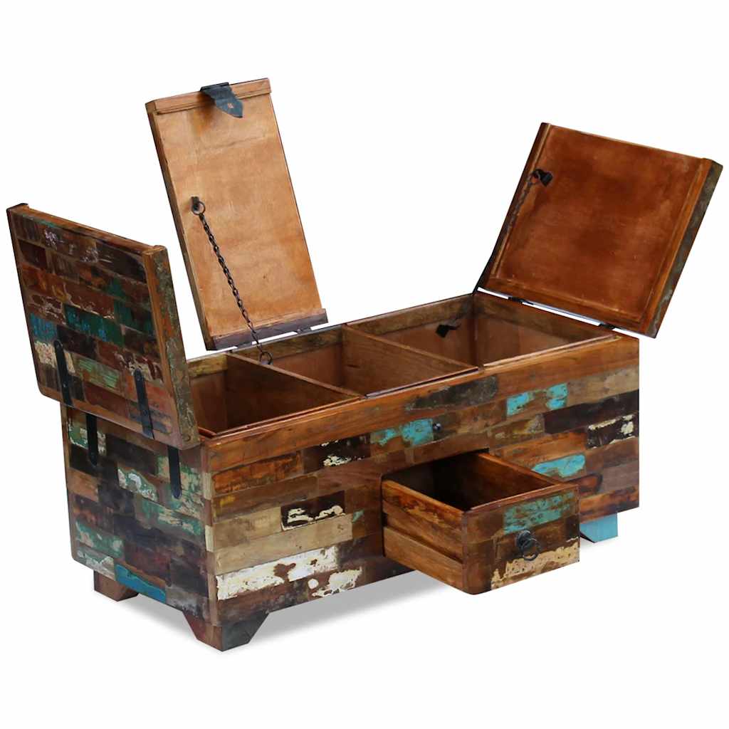 Table basse coffre en bois de récupération | Meuble de salon avec rangement intégré