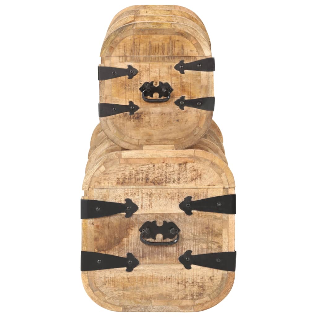 Coffres de rangement Bois 2 pièces | Malles de salon en bois exotique naturel