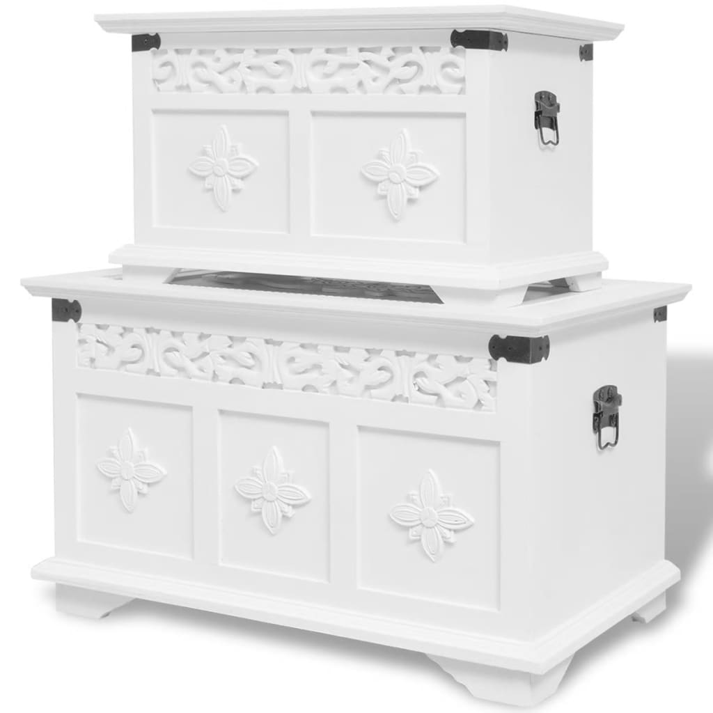 Coffres de rangement Blanc | Malle de rangement intérieure