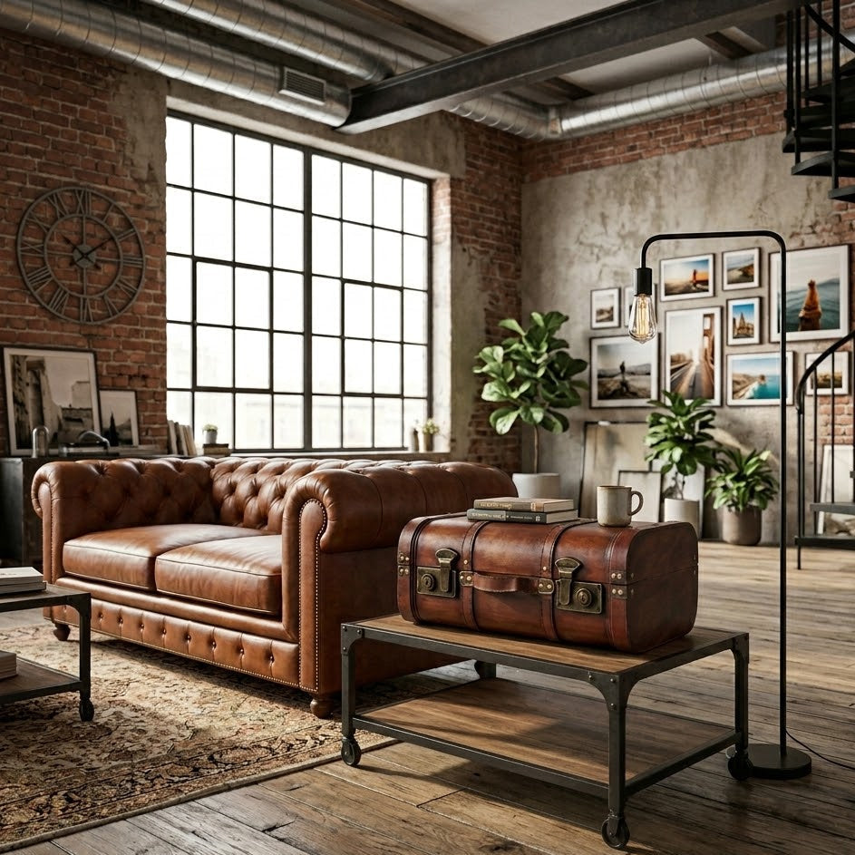 Coffre de rangement vintage Bois Marron 2 pcs | Malle de style rétro avec détails en métal