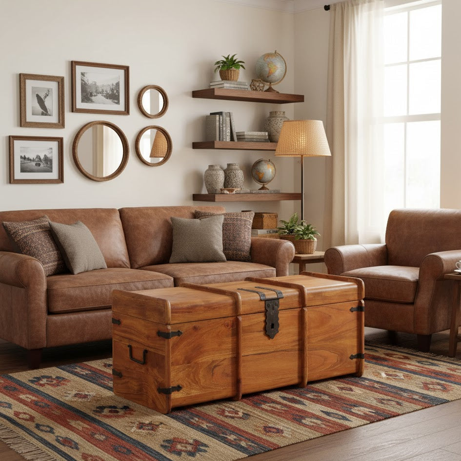 Coffre de rangement 90x40x40 cm Bois d'acacia solide